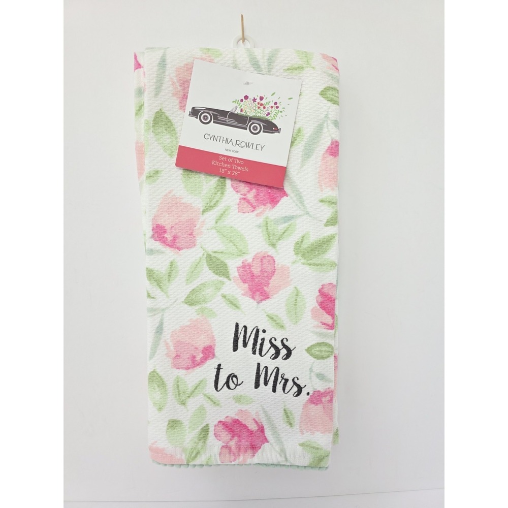 Cynthia Rowley kitchen Towel pair Wedding Miss to Mrs‎ NWT Wedding floral